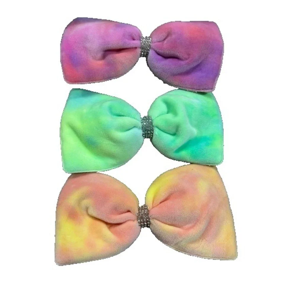 NEW‎ Hair Accessories set of 3 tie dye bow clips super soft